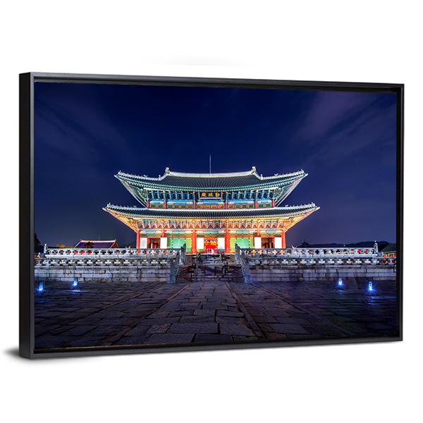 Gyeongbokgung Palace At Night Canvas Wall Art-3 Horizontal-Gallery Wrap-25" x 16"-Tiaracle