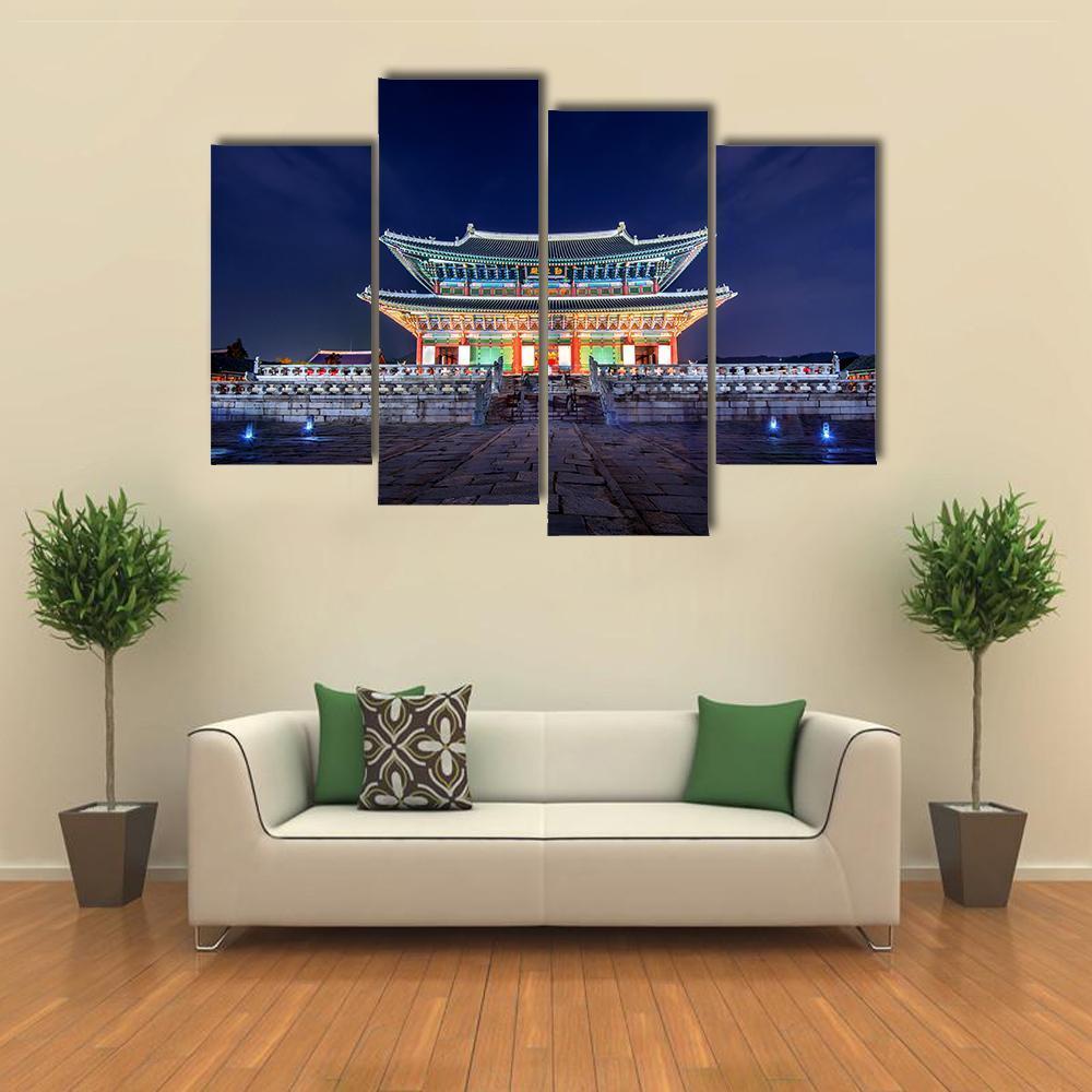 Gyeongbokgung Palace At Night Canvas Wall Art-4 Pop-Gallery Wrap-50" x 32"-Tiaracle