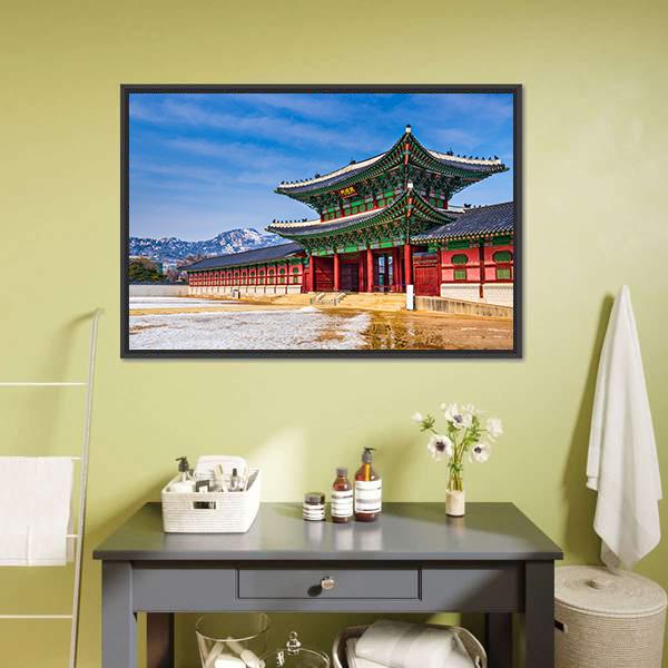 Gyeongbokgung Palace South Korea Canvas Wall Art-1 Piece-Floating Frame-24" x 16"-Tiaracle