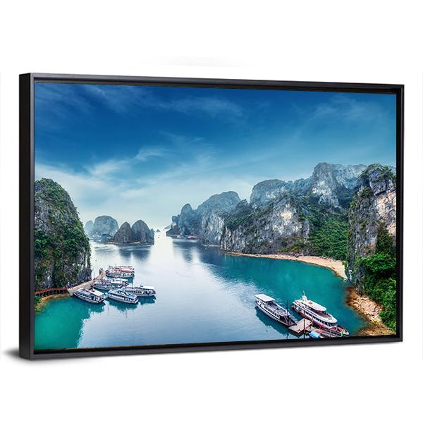 Ha Long Bay In Vietnam Canvas Wall Art-3 Horizontal-Gallery Wrap-25" x 16"-Tiaracle
