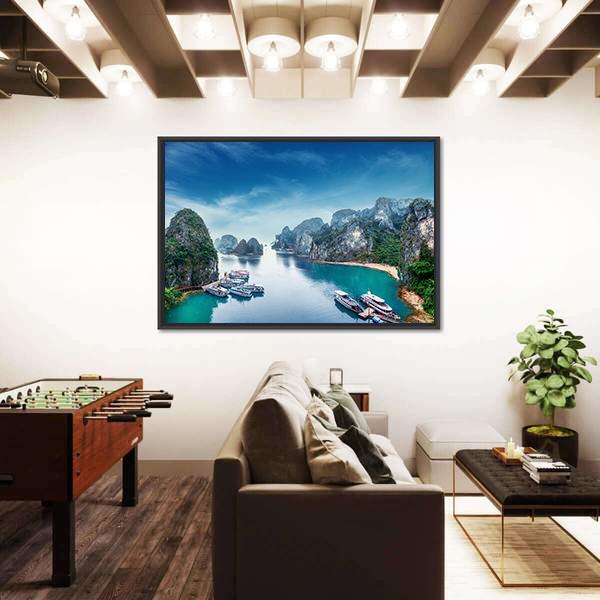 Ha Long Bay In Vietnam Canvas Wall Art-5 Horizontal-Gallery Wrap-22" x 12"-Tiaracle