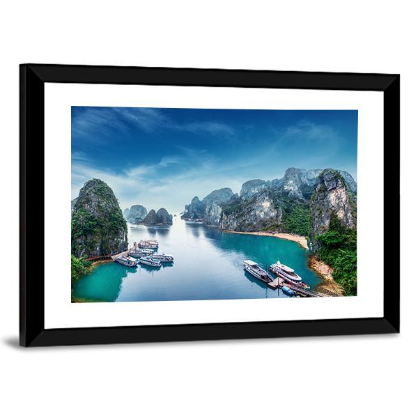 Ha Long Bay In Vietnam Canvas Wall Art-3 Horizontal-Gallery Wrap-25" x 16"-Tiaracle