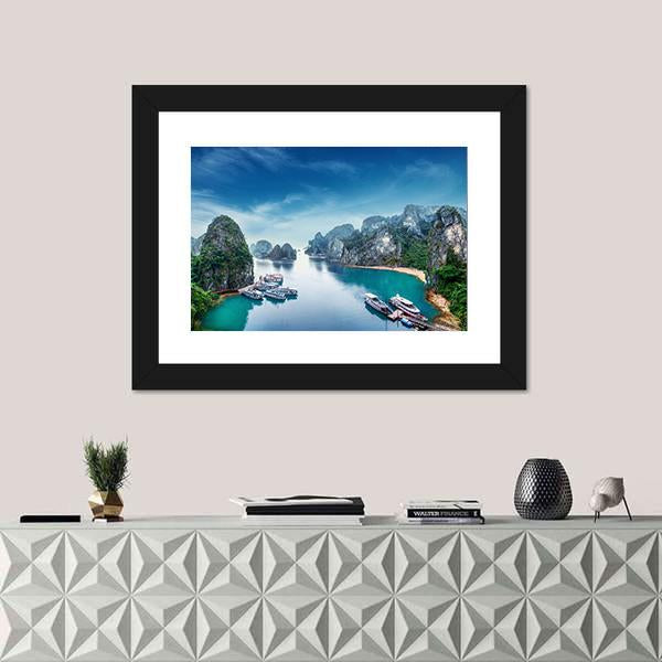 Ha Long Bay In Vietnam Canvas Wall Art-3 Horizontal-Gallery Wrap-25" x 16"-Tiaracle