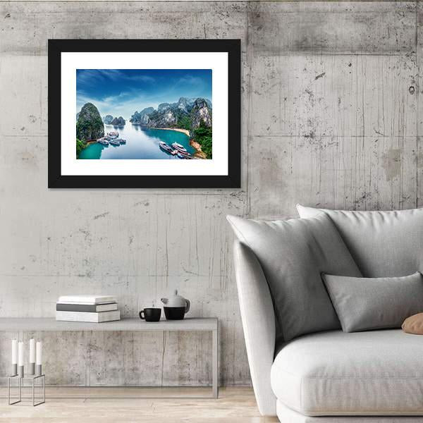 Ha Long Bay In Vietnam Canvas Wall Art-3 Horizontal-Gallery Wrap-25" x 16"-Tiaracle