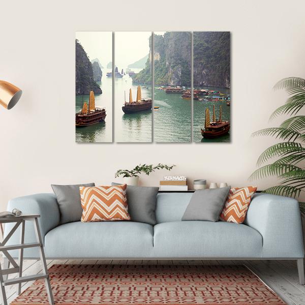 Ha Long Bay Vietnam Canvas Wall Art-4 Horizontal-Gallery Wrap-34" x 24"-Tiaracle