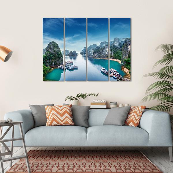 Ha Long Bay In Vietnam Canvas Wall Art-4 Horizontal-Gallery Wrap-34" x 24"-Tiaracle