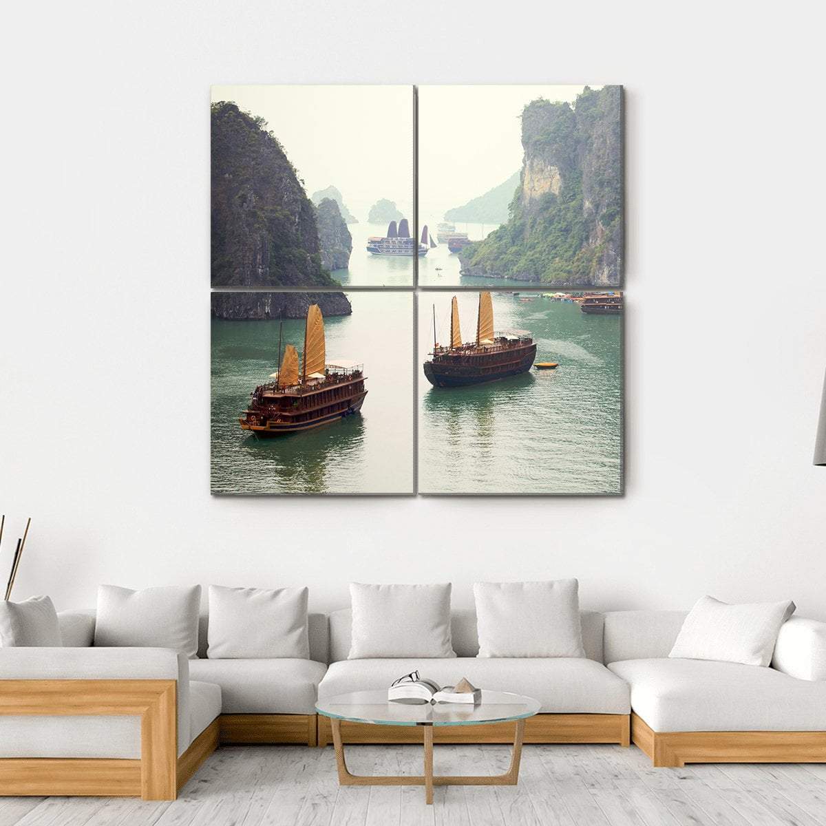 Ha Long Bay Vietnam Canvas Wall Art-4 Square-Gallery Wrap-17" x 17"-Tiaracle