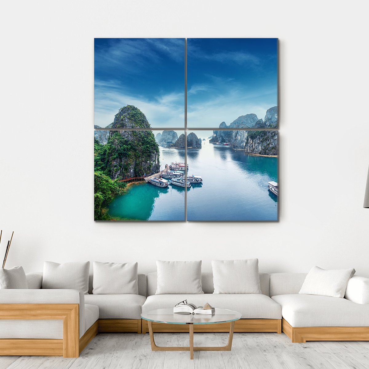 Ha Long Bay In Vietnam Canvas Wall Art-4 Square-Gallery Wrap-17" x 17"-Tiaracle