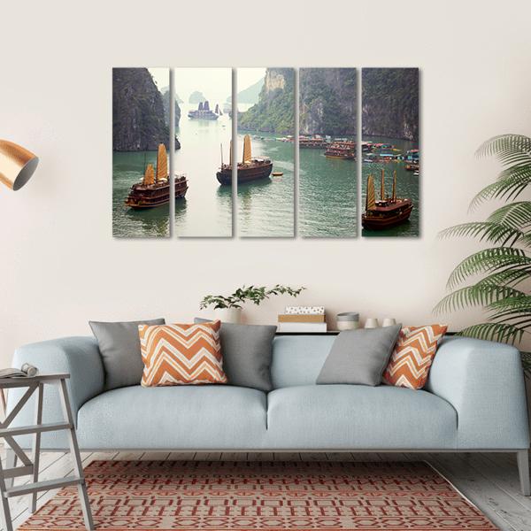 Ha Long Bay Vietnam Canvas Wall Art-5 Horizontal-Gallery Wrap-22" x 12"-Tiaracle