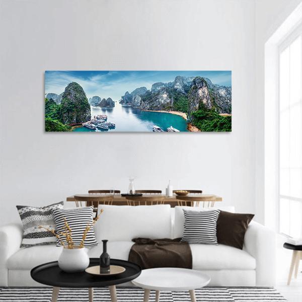 Ha Long Bay In Vietnam Panoramic Canvas Wall Art-1 Piece-36" x 12"-Tiaracle