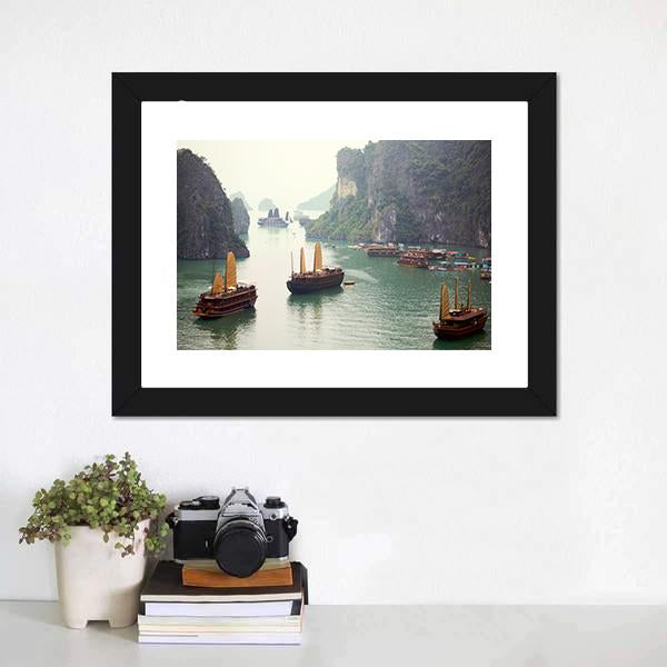 Ha Long Bay Vietnam Canvas Wall Art-1 Piece-Framed Print-20" x 16"-Tiaracle