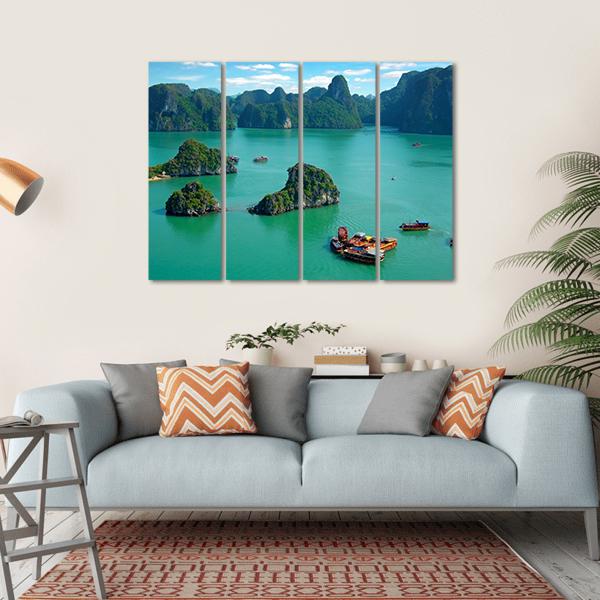 Ha Long Bay Vietnam Canvas Wall Art-4 Horizontal-Gallery Wrap-34" x 24"-Tiaracle