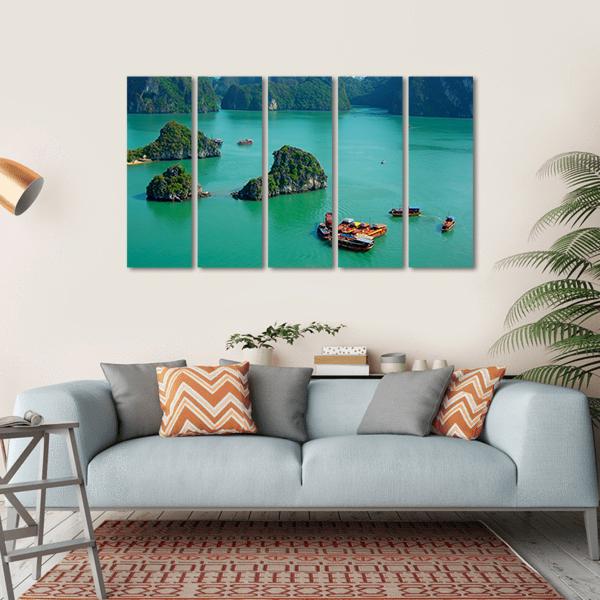 Ha Long Bay Vietnam Canvas Wall Art-5 Horizontal-Gallery Wrap-22" x 12"-Tiaracle