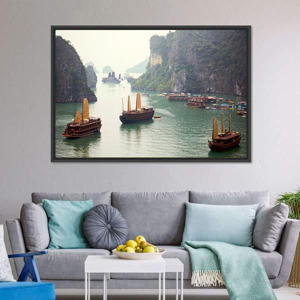 Ha Long Bay Vietnam Canvas Wall Art-3 Horizontal-Gallery Wrap-25" x 16"-Tiaracle