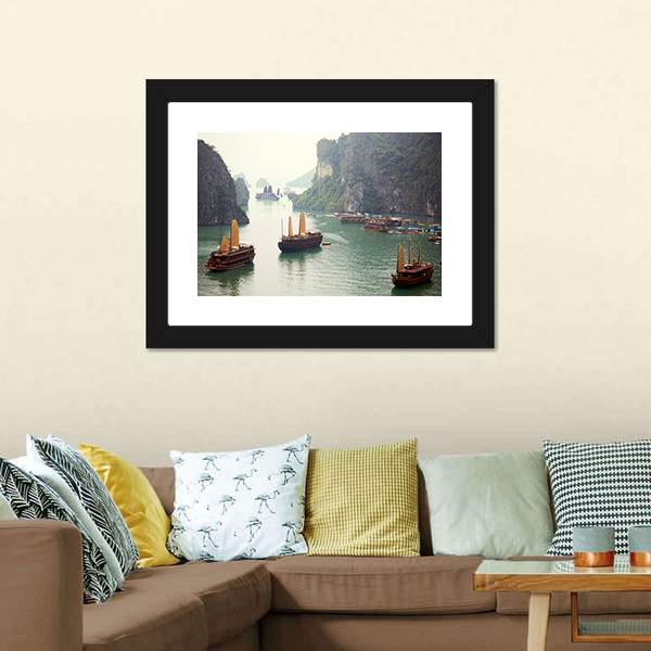 Ha Long Bay Vietnam Canvas Wall Art-5 Horizontal-Gallery Wrap-22" x 12"-Tiaracle