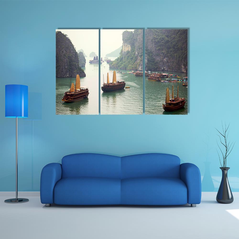 Ha Long Bay Vietnam Canvas Wall Art-3 Horizontal-Gallery Wrap-37" x 24"-Tiaracle