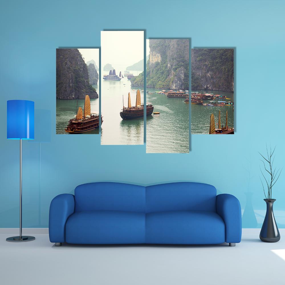 Ha Long Bay Vietnam Canvas Wall Art-4 Pop-Gallery Wrap-50" x 32"-Tiaracle