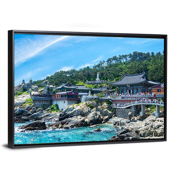 Haedong Yonggungsa Temple Canvas Wall Art-3 Horizontal-Gallery Wrap-25" x 16"-Tiaracle