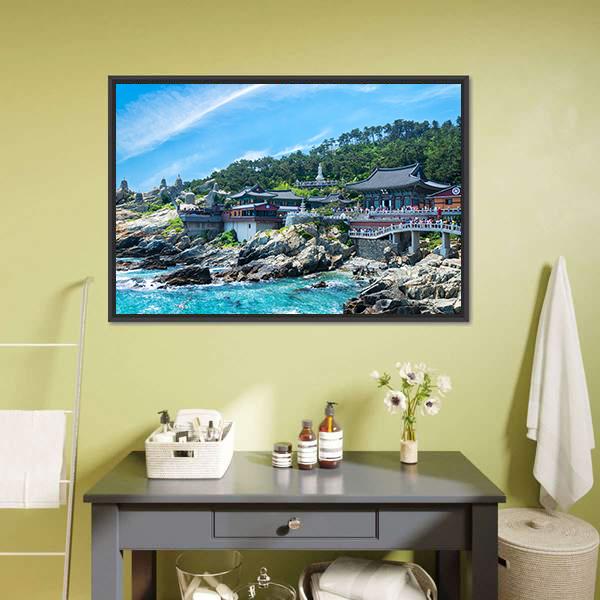 Haedong Yonggungsa Temple Canvas Wall Art-1 Piece-Floating Frame-24" x 16"-Tiaracle