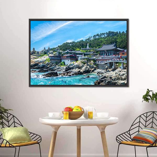 Haedong Yonggungsa Temple Canvas Wall Art-3 Horizontal-Gallery Wrap-25" x 16"-Tiaracle