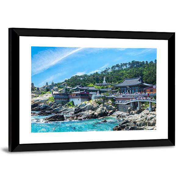 Haedong Yonggungsa Temple Canvas Wall Art-3 Horizontal-Gallery Wrap-25" x 16"-Tiaracle