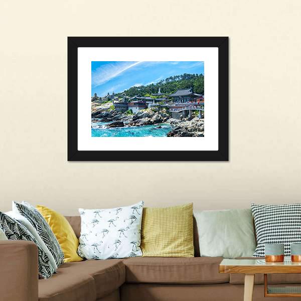 Haedong Yonggungsa Temple Canvas Wall Art-3 Horizontal-Gallery Wrap-25" x 16"-Tiaracle