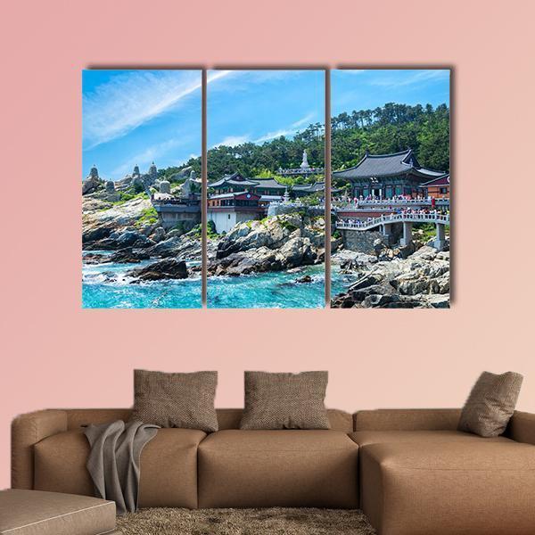 Haedong Yonggungsa Temple Canvas Wall Art-3 Horizontal-Gallery Wrap-25" x 16"-Tiaracle
