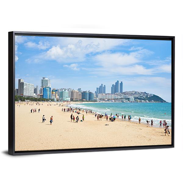 Haeundae Beach In Busan Canvas Wall Art-3 Horizontal-Gallery Wrap-25" x 16"-Tiaracle
