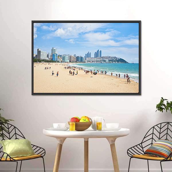 Haeundae Beach In Busan Canvas Wall Art-3 Horizontal-Gallery Wrap-25" x 16"-Tiaracle
