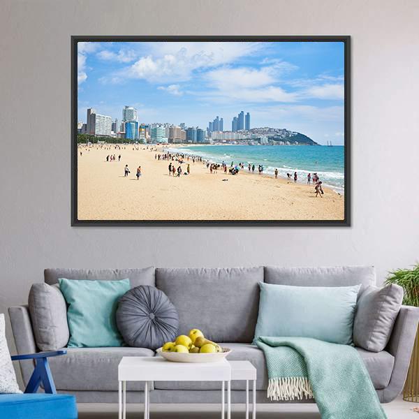 Haeundae Beach In Busan Canvas Wall Art-3 Horizontal-Gallery Wrap-25" x 16"-Tiaracle
