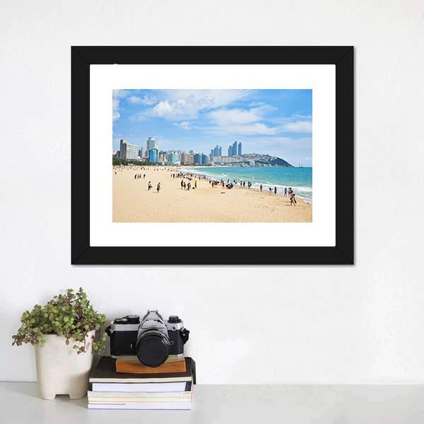 Haeundae Beach In Busan Canvas Wall Art-1 Piece-Framed Print-20" x 16"-Tiaracle