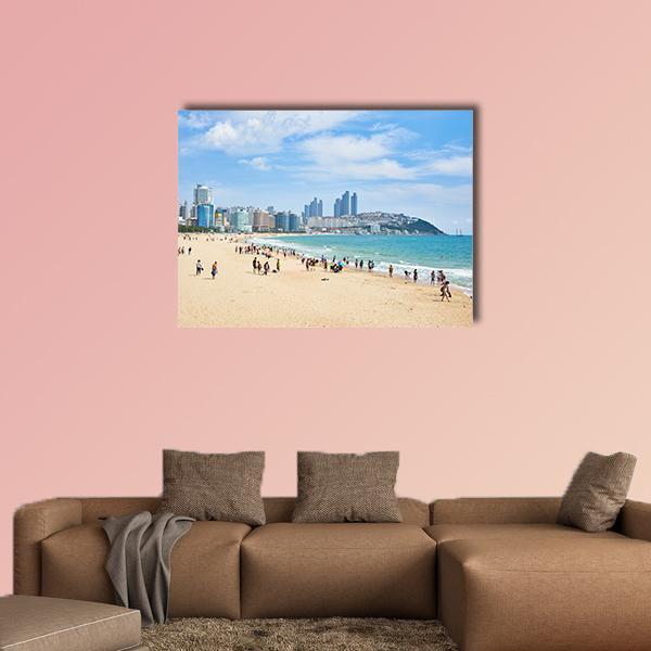 Haeundae Beach In Busan Canvas Wall Art-1 Piece-Gallery Wrap-48" x 32"-Tiaracle