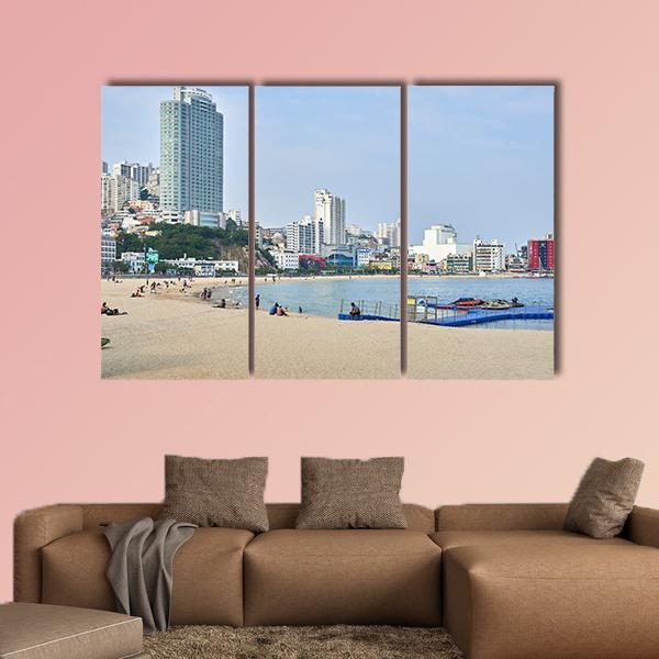 Haeundae Beach In Busan Canvas Wall Art-3 Horizontal-Gallery Wrap-25" x 16"-Tiaracle