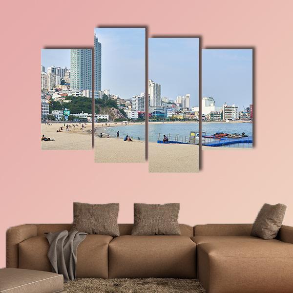 Haeundae Beach In Busan Canvas Wall Art-4 Pop-Gallery Wrap-50" x 32"-Tiaracle