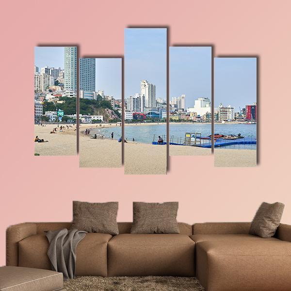 Haeundae Beach In Busan Canvas Wall Art-5 Pop-Gallery Wrap-47" x 32"-Tiaracle