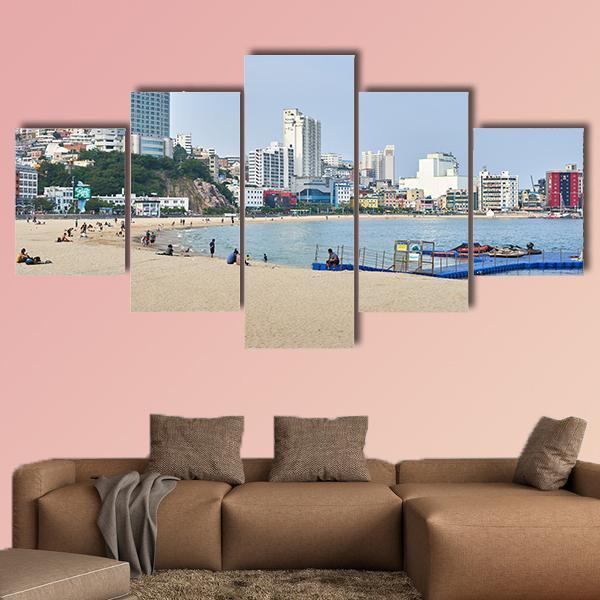 Haeundae Beach In Busan Canvas Wall Art-5 Star-Gallery Wrap-62" x 32"-Tiaracle