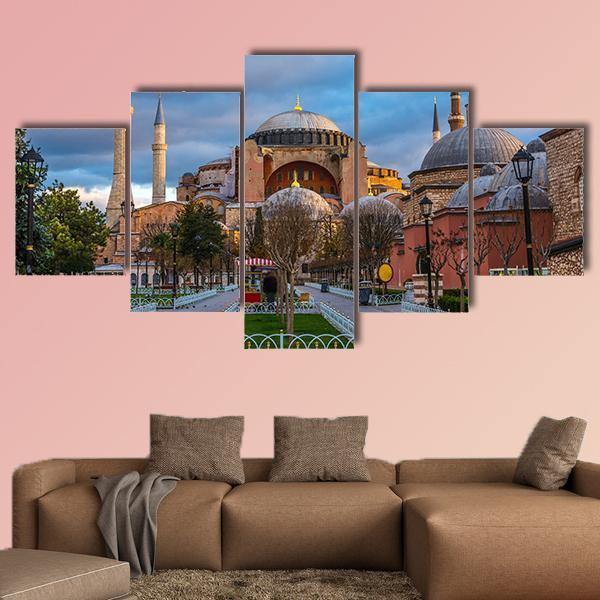 Hagia Sophia Mosque Istanbul Canvas Wall Art-5 Star-Gallery Wrap-62" x 32"-Tiaracle