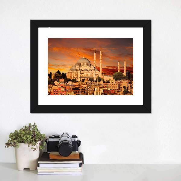 Hagia Sophia At Dusk Canvas Wall Art-1 Piece-Framed Print-20" x 16"-Tiaracle