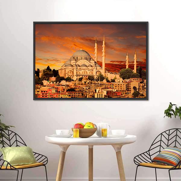 Hagia Sophia At Dusk Canvas Wall Art-3 Horizontal-Gallery Wrap-25" x 16"-Tiaracle