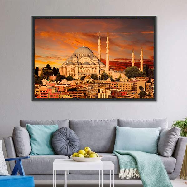 Hagia Sophia At Dusk Canvas Wall Art-5 Horizontal-Gallery Wrap-22" x 12"-Tiaracle