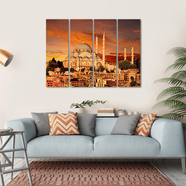 Hagia Sophia At Dusk Canvas Wall Art-4 Horizontal-Gallery Wrap-34" x 24"-Tiaracle
