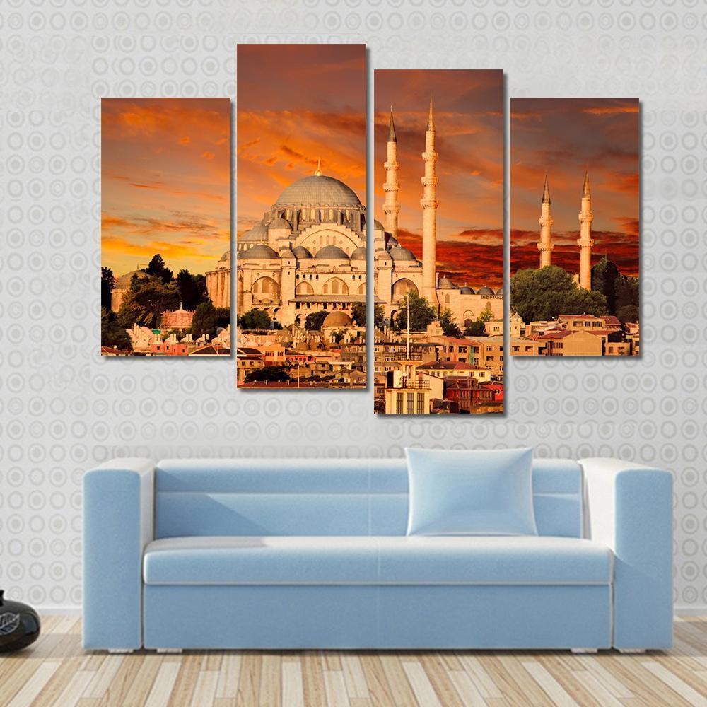 Hagia Sophia At Dusk Canvas Wall Art-4 Pop-Gallery Wrap-50" x 32"-Tiaracle