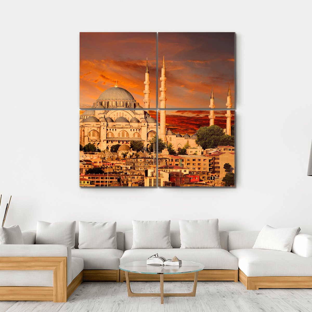 Hagia Sophia At Dusk Canvas Wall Art-4 Square-Gallery Wrap-17" x 17"-Tiaracle