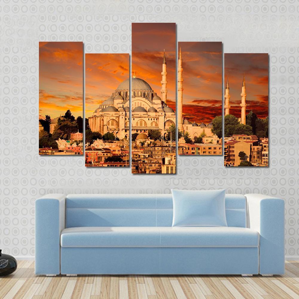 Hagia Sophia At Dusk Canvas Wall Art-5 Pop-Gallery Wrap-47" x 32"-Tiaracle