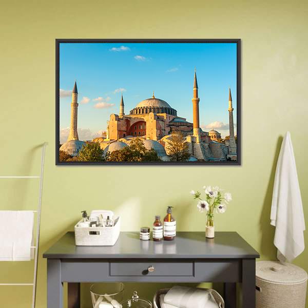 Hagia Sophia In The Evening Canvas Wall Art-1 Piece-Floating Frame-24" x 16"-Tiaracle