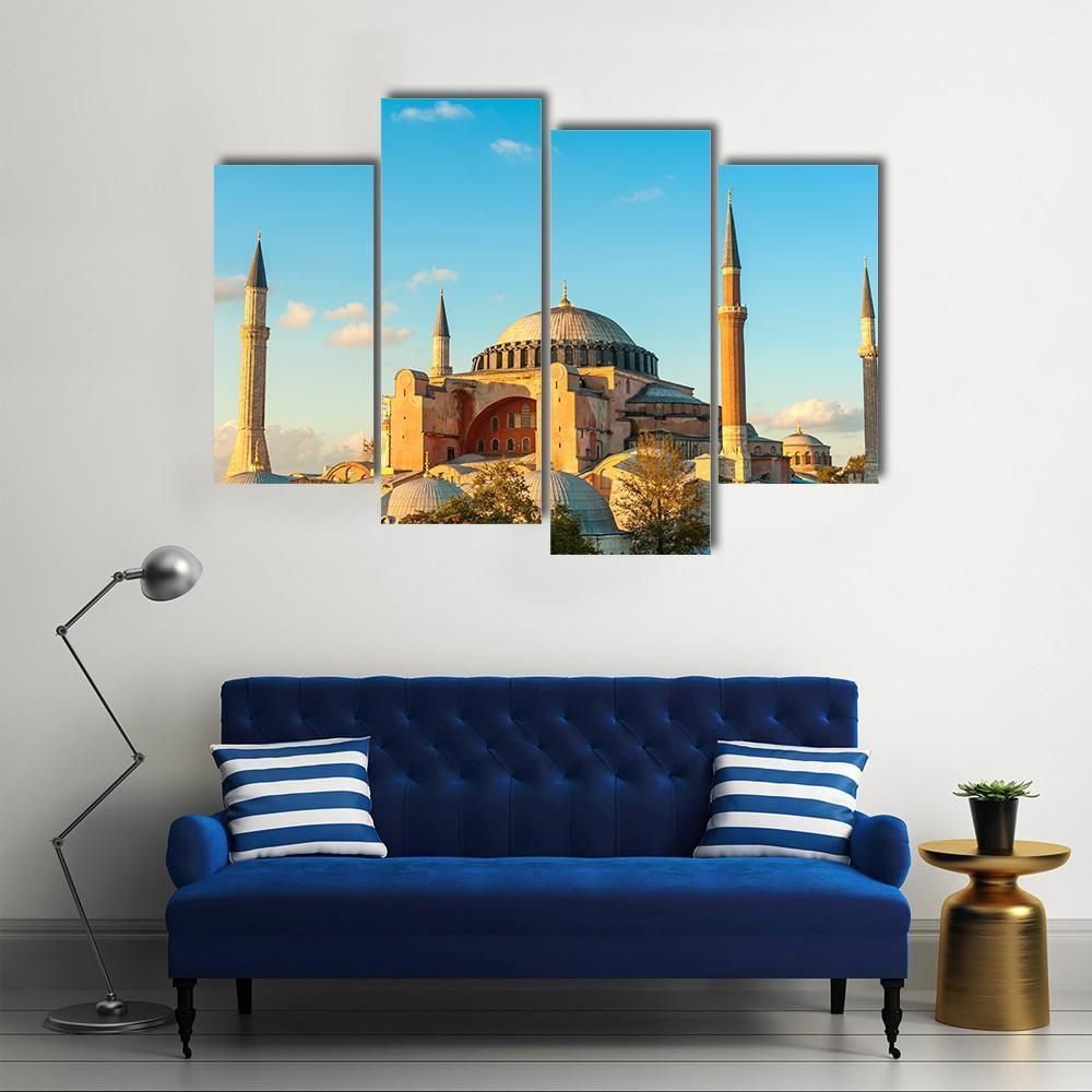 Hagia Sophia In The Evening Canvas Wall Art-4 Pop-Gallery Wrap-50" x 32"-Tiaracle