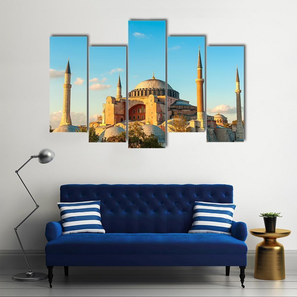 Hagia Sophia In The Evening Canvas Wall Art-5 Pop-Gallery Wrap-47" x 32"-Tiaracle