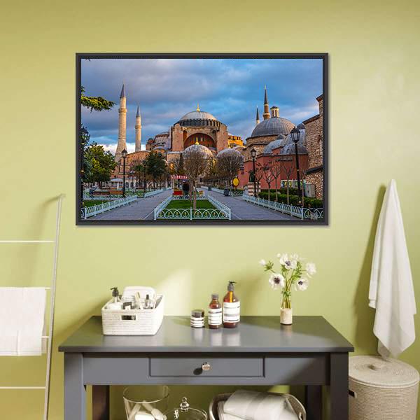 Hagia Sophia Mosque Istanbul Canvas Wall Art-1 Piece-Floating Frame-24" x 16"-Tiaracle