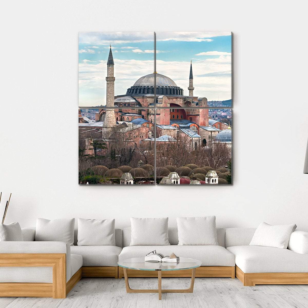 Hagia Sophia Mosque Canvas Wall Art-4 Square-Gallery Wrap-17" x 17"-Tiaracle