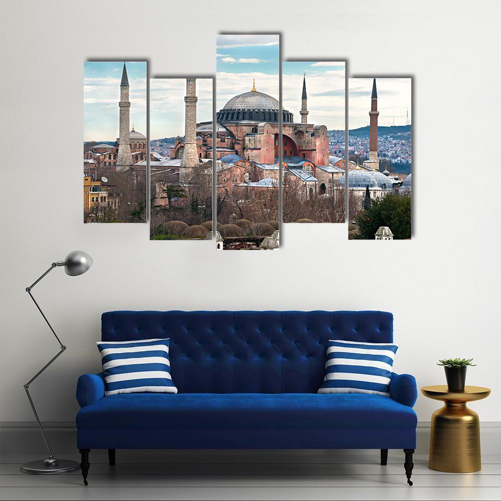 Hagia Sophia Mosque Canvas Wall Art-5 Pop-Gallery Wrap-47" x 32"-Tiaracle